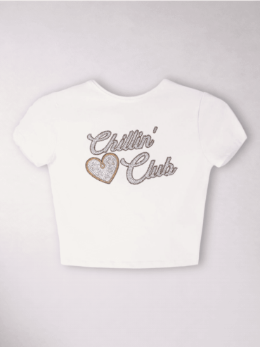 Camiseta Corta Blanca Pedrería