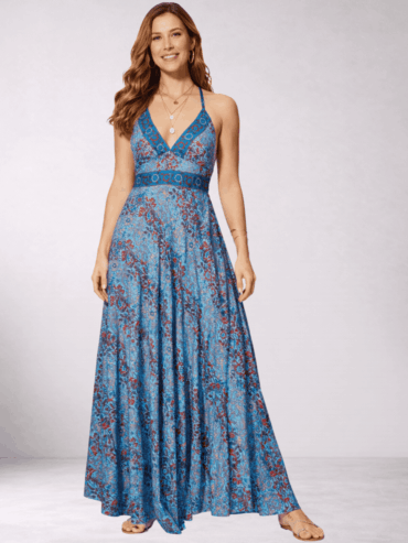 Vestido Estampado Floral Azul