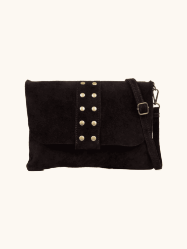 Bolso Bandolero Gamuza Cuero Negro