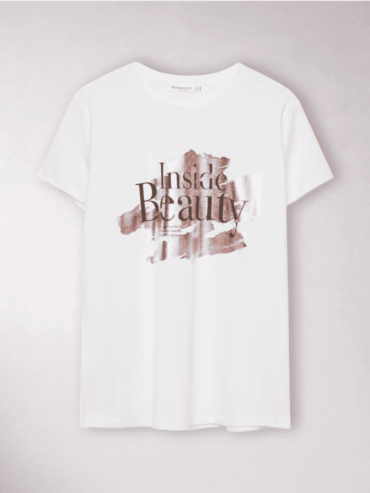 Camiseta Blanca Rosa Platinado