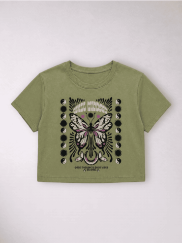 Camiseta Corta Verde Mariposa