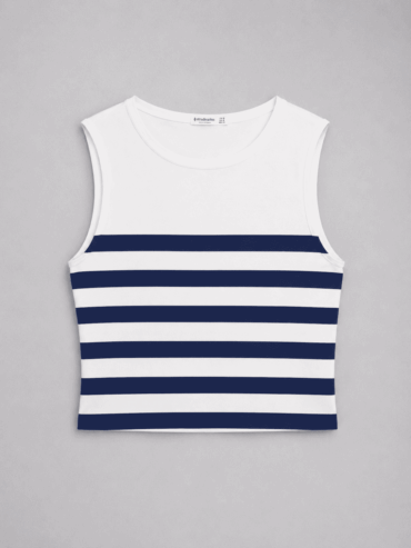 Top Blanco Rayas Azules