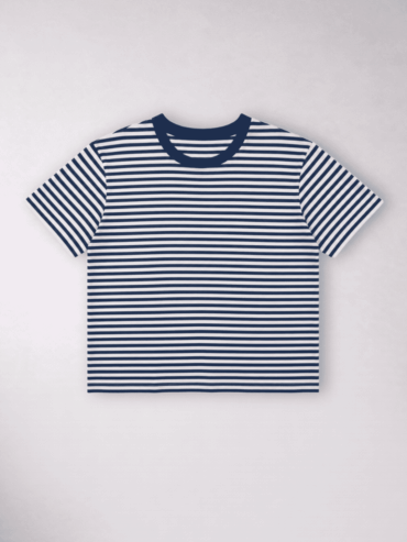 Camiseta Azul Rayas Blancas