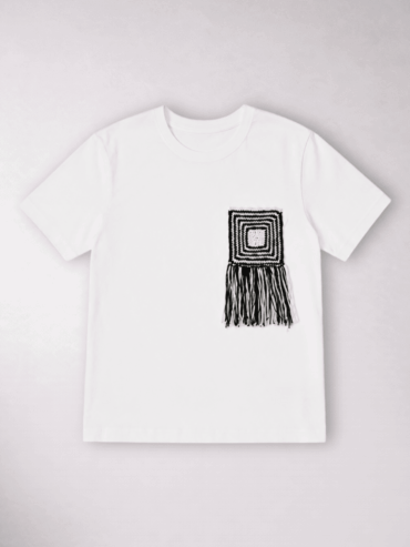 Camiseta Blanca Tejido Negro