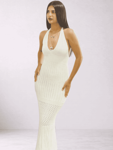 Vestido Blanco Largo Tejido