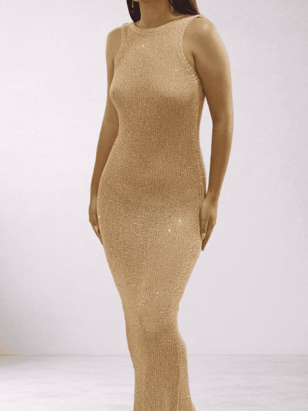 Vestido Largo Tejido Brillante - Imagen 3