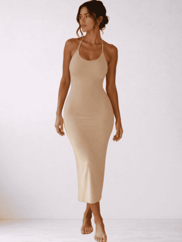 Vestido Midi Ajustado Nude