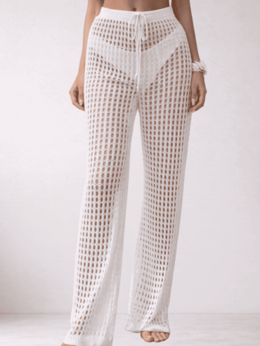 Pantalón Blanco Tejido Traslúcido