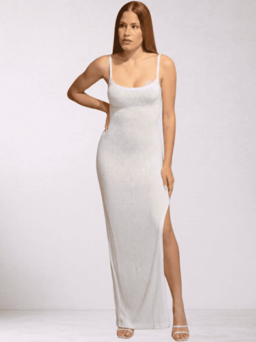 Vestido Largo Escote Recto y Tirantes