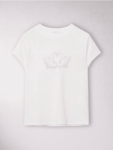 Camiseta Blanca Cisnes Rosados