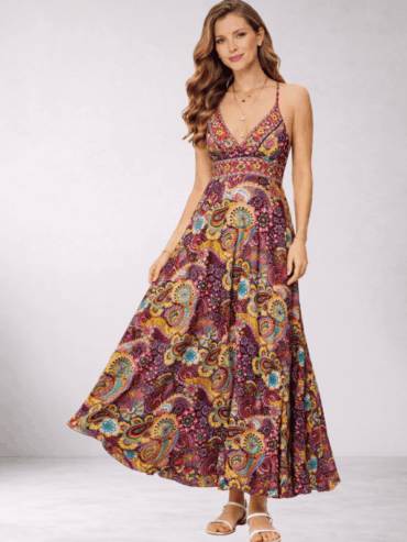 Vestido Estampado Floral Morado y Rosa