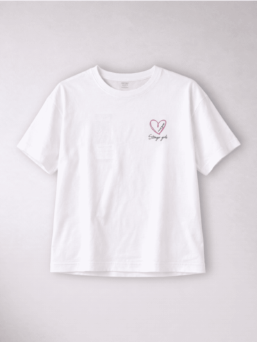 Camiseta Blanco Corazón Rosado