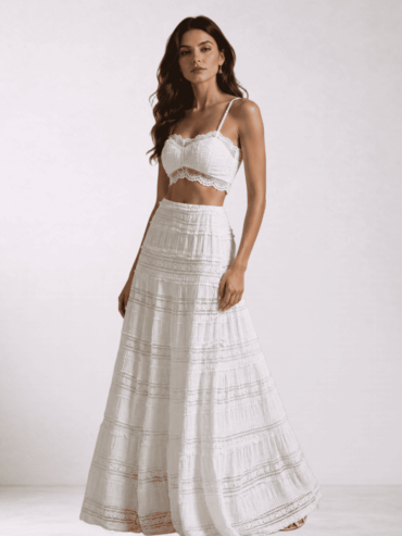 Conjunto Blanco 2 Piezas Encaje