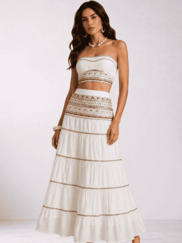 Conjunto Blanco Boho-Chic 2 Piezas