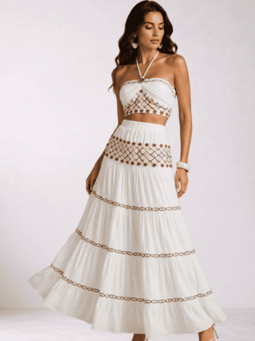 Conjunto Blanco 2 Piezas Étnico