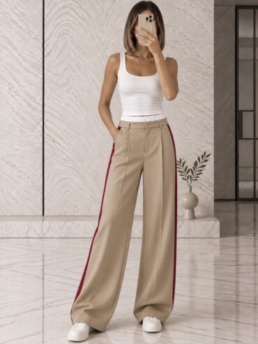 Pantalón Caqui Franja Vino Zara