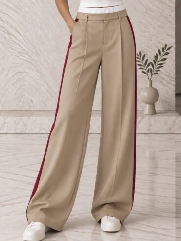 Pantalón Caqui Franja Vino Zara