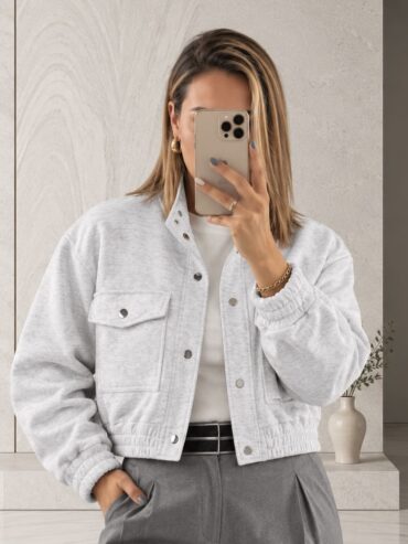 Chaqueta Corta Gris Jaspeado