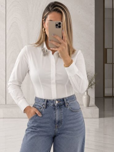 Body Estilo Camisa Blanca Only