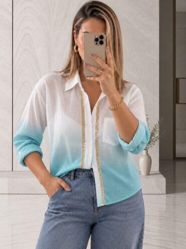 Camisa Blanca & Turquesa BLE