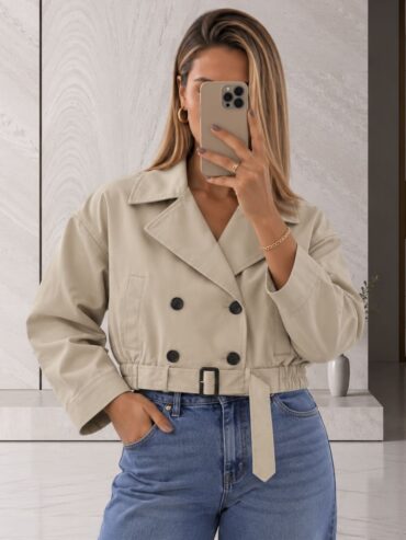 Chaqueta Corta Estilo Trench Beige Zara