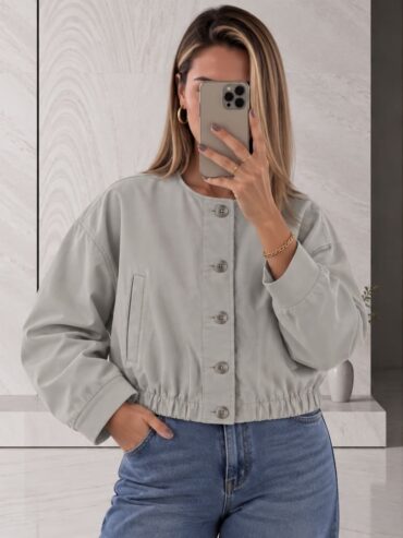 Chaqueta Corta Gris Stradivarius