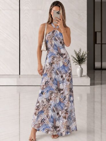 Vestido Maxi Estampado Tropical Guess