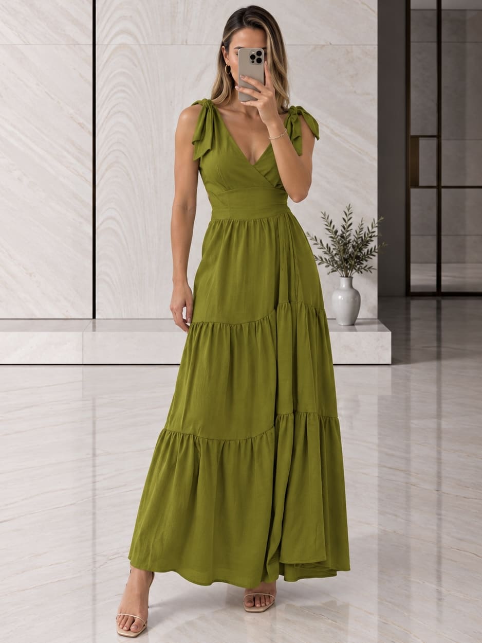 Vestido Maxi Verde Oliva