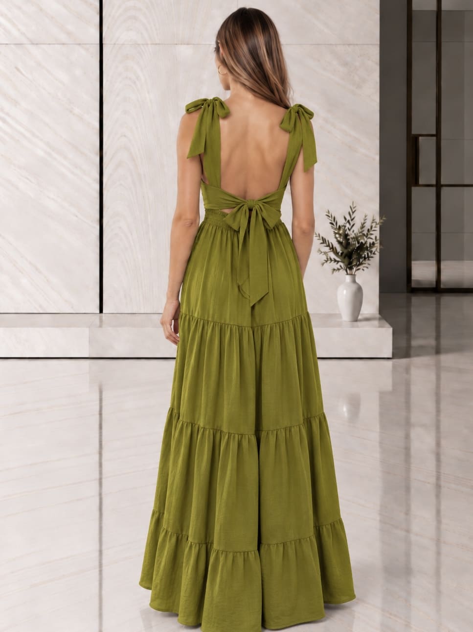 Vestido Maxi Verde Oliva - Imagen 2