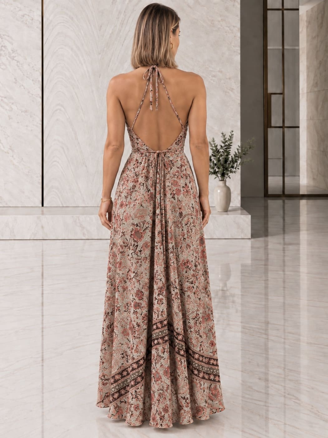 Vestido Largo Estampado Floral - Imagen 2