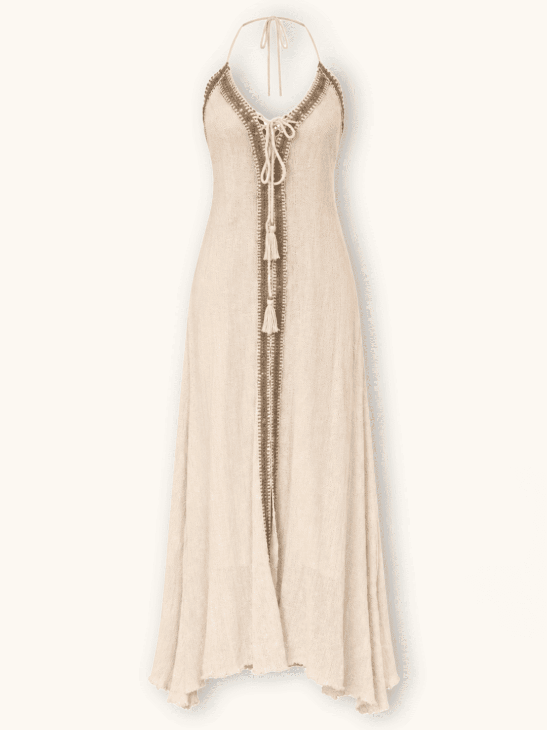 Vestido Tejido Calado Beige BLE - Imagen 3