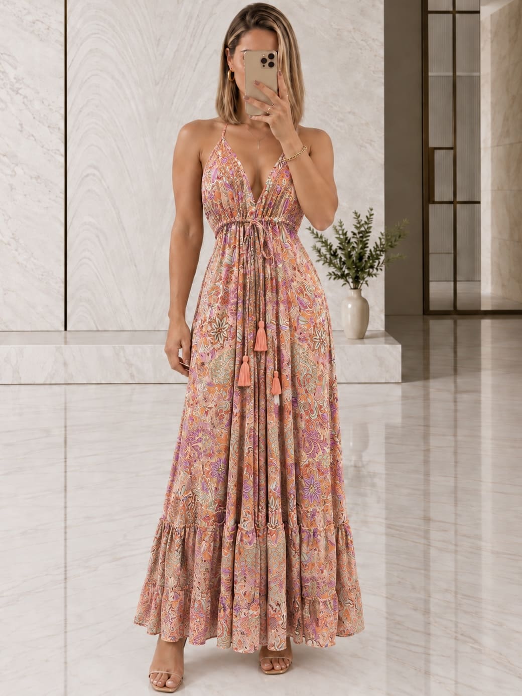 Vestido Maxi Melocotón & Malva