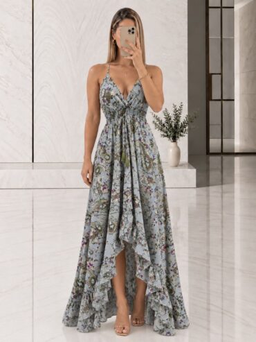 Vestido Maxi Verde Celadón Paisley