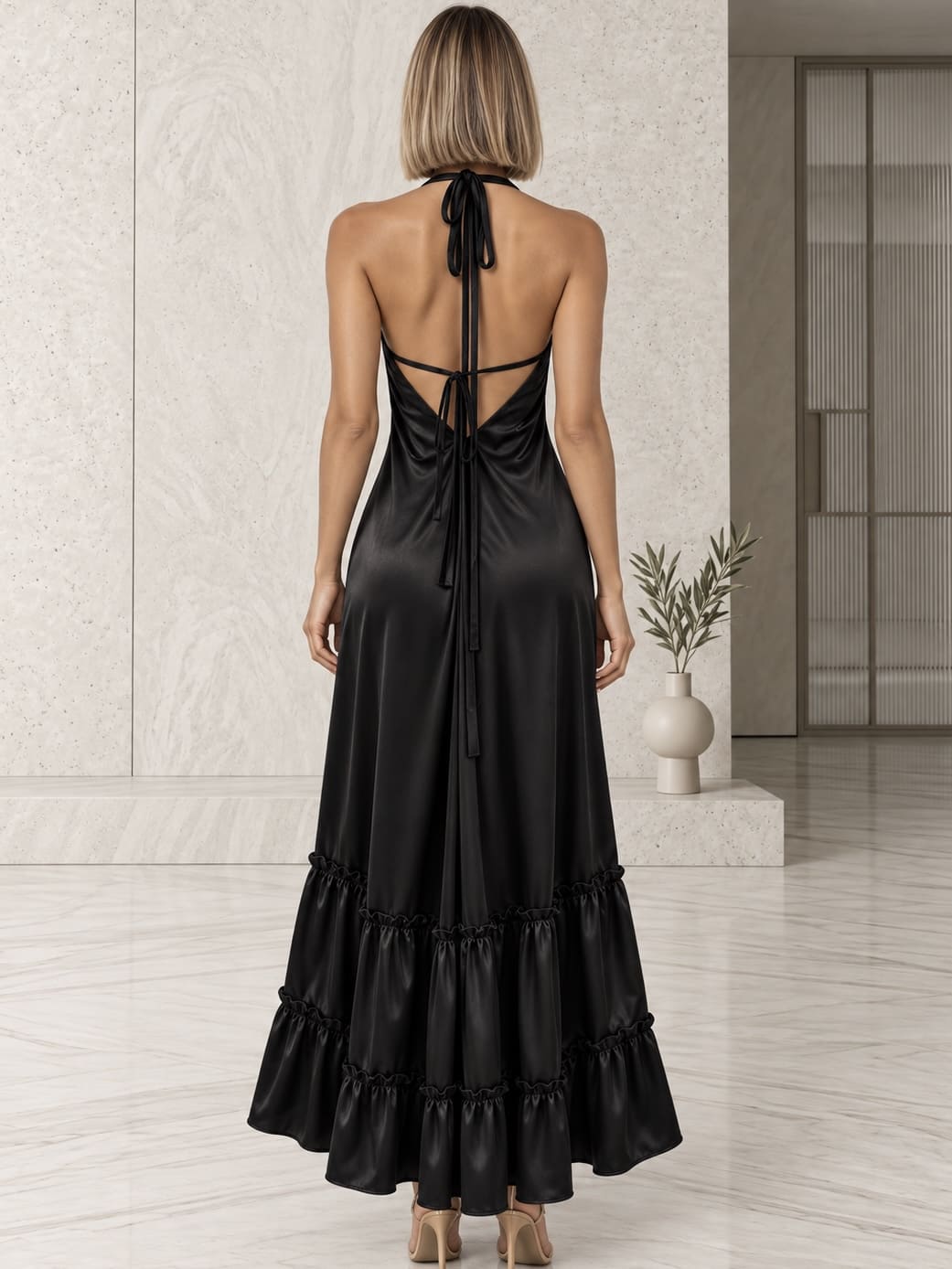 Vestido Satén Negro - Imagen 2