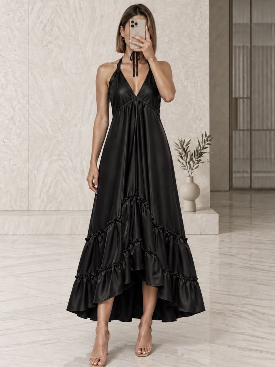 Vestido Satén Negro
