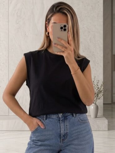 Camiseta Negra Estilo Muscle Tee Pull&Bear