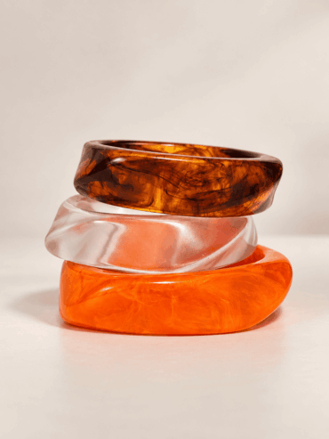 Set de Brazaletes Resina Tonos Cálidos & Cristal
