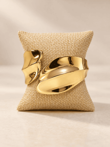 Brazalete Dorado Abierto Placas Abombadas