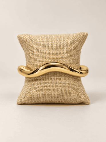 Brazalete Dorado Tubo Ondulado