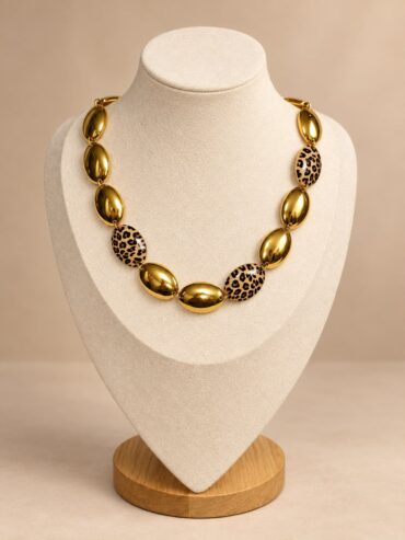Collar Grueso Leopardo & Dorado