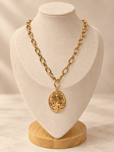 Collar Dorado Medalla Virgen de Fátima