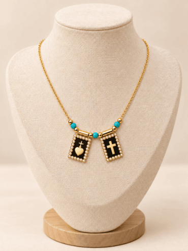 Collar Escapulario Sagrado & Turquesa