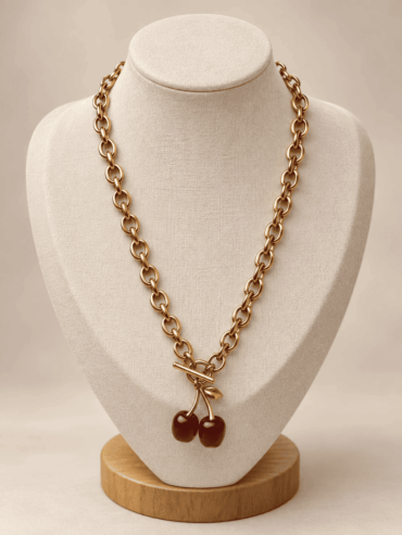 Collar Dorado Cerezas