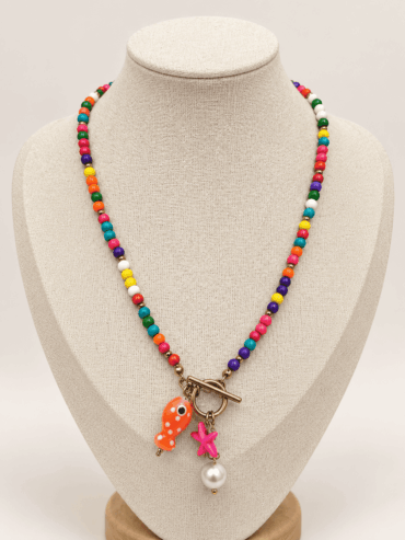 Collar Largo Multicolor & Dijes Marinos