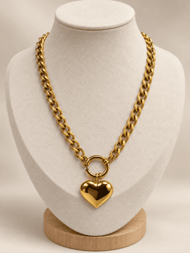 Collar Dorado Grueso Corazón